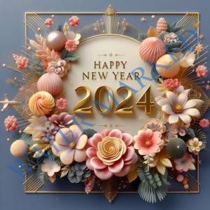 3D Digital Card Happy New Year 2024