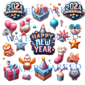 Printable Happy New Year Stickers Set