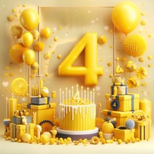 Sunny Celebrations 4th Birthday Wishes Bundle in Square, Horizontal & Vertical - Full HD